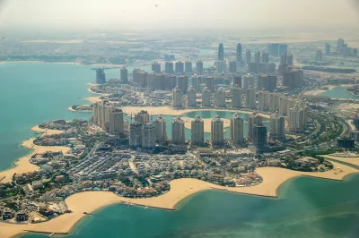 An aerial photo shows Doha in the booming petrostate of Qatar.