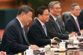 Chinese President Xi Jinping speaks during a meeting with British Prime Minister Keir Starmer (not pictured) at the Great Hall of the People in Beijing.
