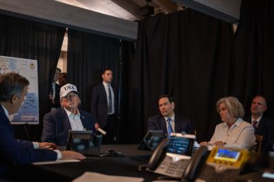 In a handout image provided by the White House, U.S. President Donald Trump oversees strikes on Iran at Mar-a-Lago in Palm Beach, Florida, on Feb. 28.