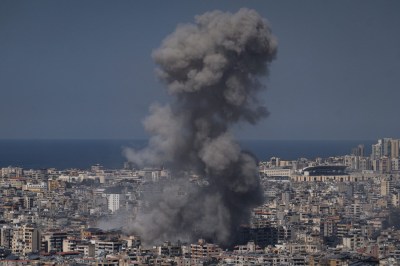 BEIRUT, LEBANON - MARCH 11: Smoke rises from a building hit in a bombing on March 11, 2026 in Beirut, Lebanon. Israel has continued its aerial and ground assault in Lebanon after Hezbollah, the Iran-backed militant group in Lebanon, launched missiles at Israel in what it said was retaliation for the joint U.S.-Israeli war on Iran. (Photo by Adri Salido/Getty Images)