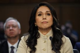 U.S. Director of National Intelligence Tulsi Gabbard testifies during a Senate Intelligence Committee hearing on worldwide threats, seen in Washington on March 18.