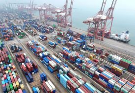 Containers are seen in Lianyungang, China.