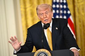 U.S. President Donald Trump speaks during a military Mother’s Day event in the East Room of the White House in Washington on May 6.