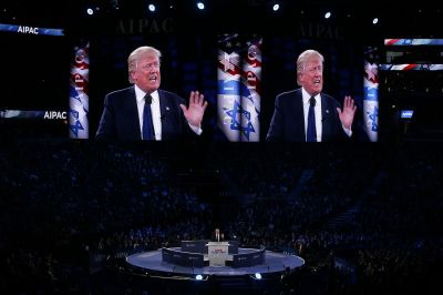 Donald Trump addresses the annual policy conference of the American Israel Public Affairs Committee (AIPAC) March 21, 2016 in Washington