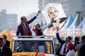 Indian Prime Minister Narendra Modi visits a kite festival along with German Chancellor Friedrich Merz in Ahmedabad, India.