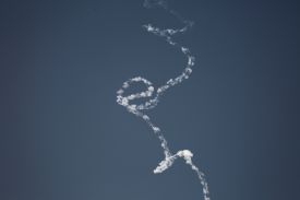 Iranian missiles aimed at targets in Israel passing over the West Bank on June 18.