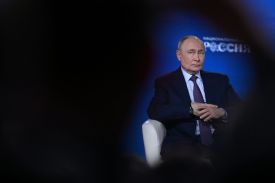 Putin attends a conference in Moscow