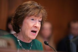 Republican Sen. Susan Collins speaks at a hearing inside the Senate Dirksen Office Building.