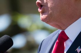 President Donald Trump speaks at the National Day of Prayer ceremony at the White House in Washington on May 3, 2018.